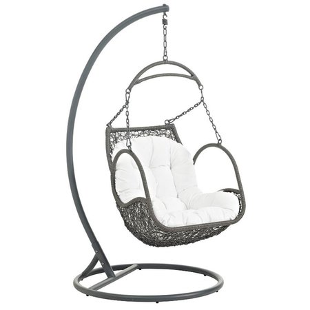 MODWAY Arbor Outdoor Patio Wood Swing Chair, White EEI-2279-WHI-SET